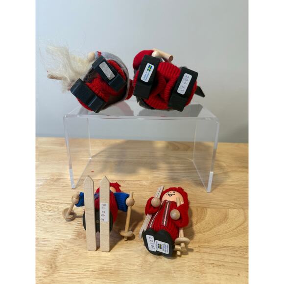 4 Ljungstroms Of Sweden Tomte Wooden Figure Winter Activities Ski Shovel Hike - Picture 9 of 13